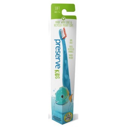 Preserve Dětský zubní kartáček (soft) - azurový - z recyklovaných kelímků od jogurtů