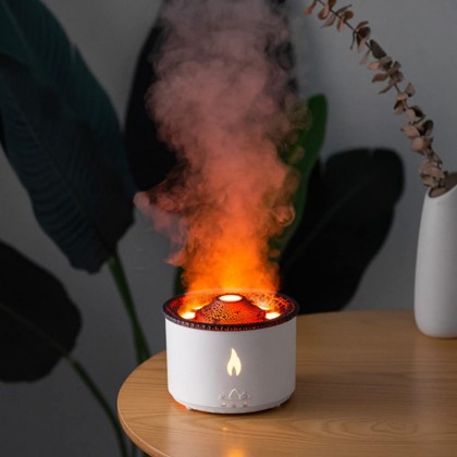 Sopečný aroma difuzér s noční lampou, kouřovým kroužkem a zvlhčovačem vzduchu | 360 ml