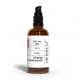 Herbliz - masážní olej Růže CBD - 300 mg CBD - 100 ml